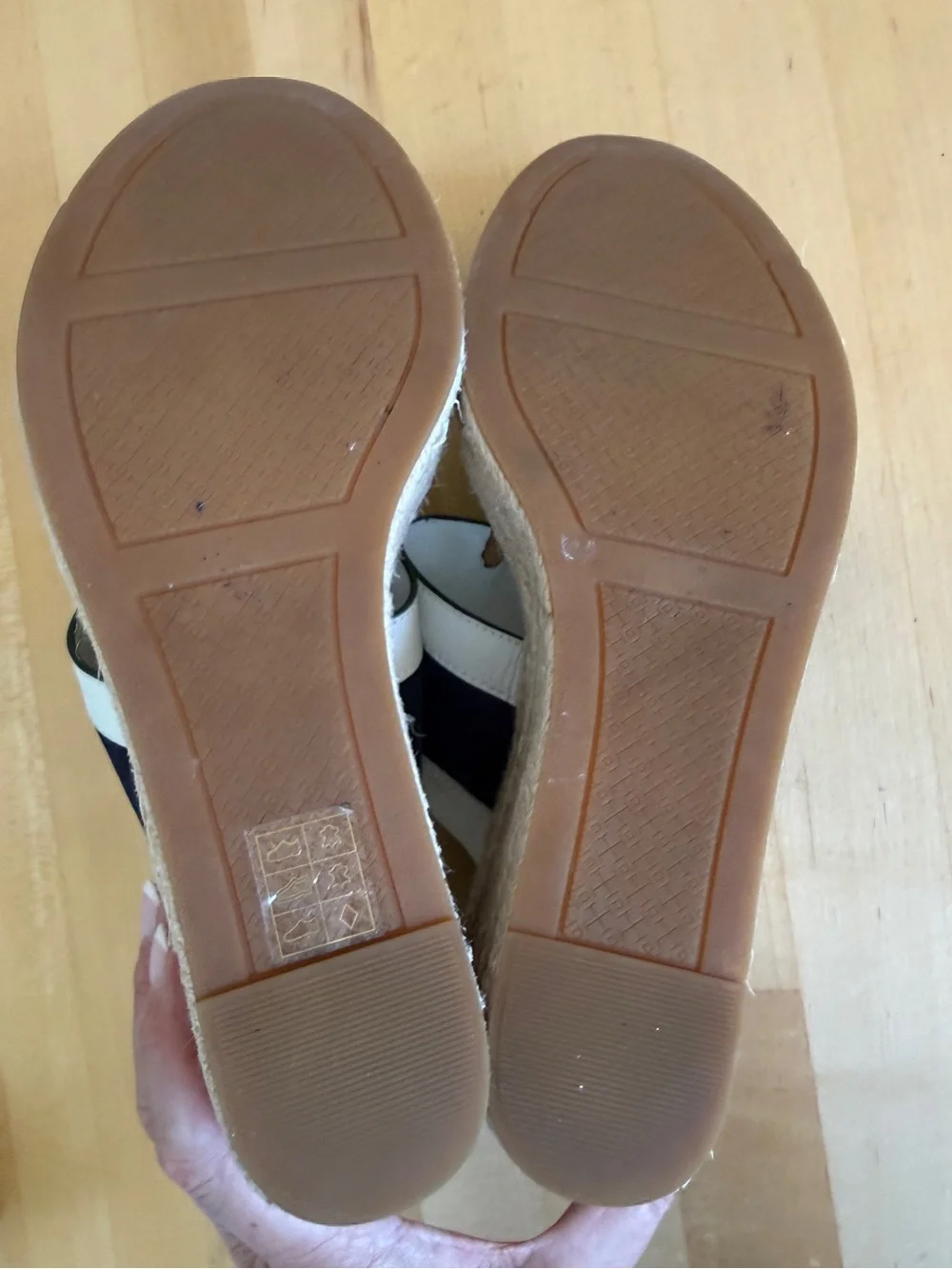 Tory Burch Sandals Ines Wedge Leather & Suede Espadrilles Size 10 *VGUC*